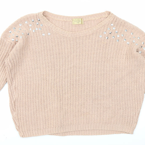 Lou-Lou Womens Pink  Knit Pullover Jumper Size S