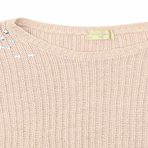 Lou-Lou Womens Pink  Knit Pullover Jumper Size S