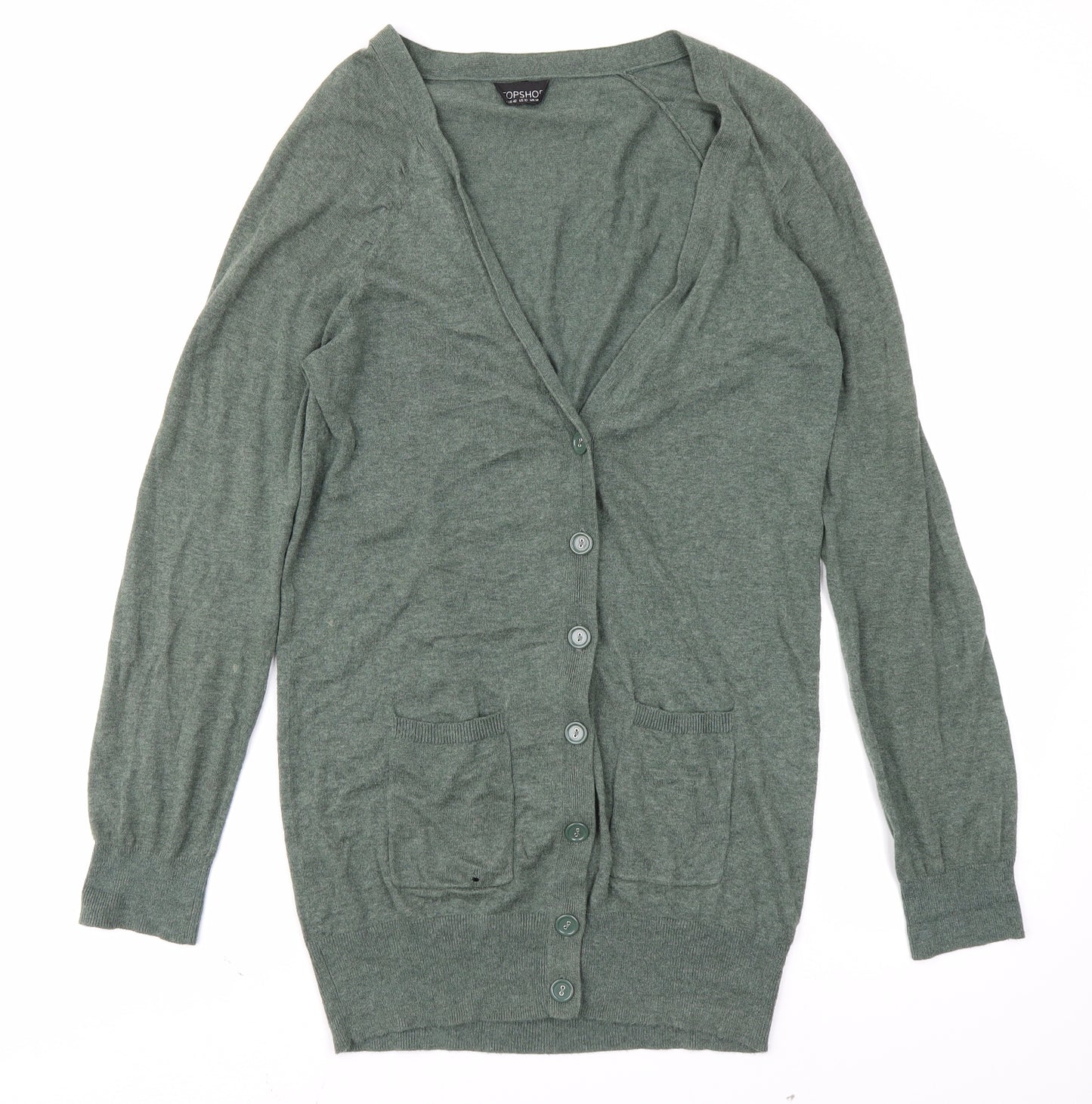 Topshop Womens Green  Knit Cardigan Jumper Size 14
