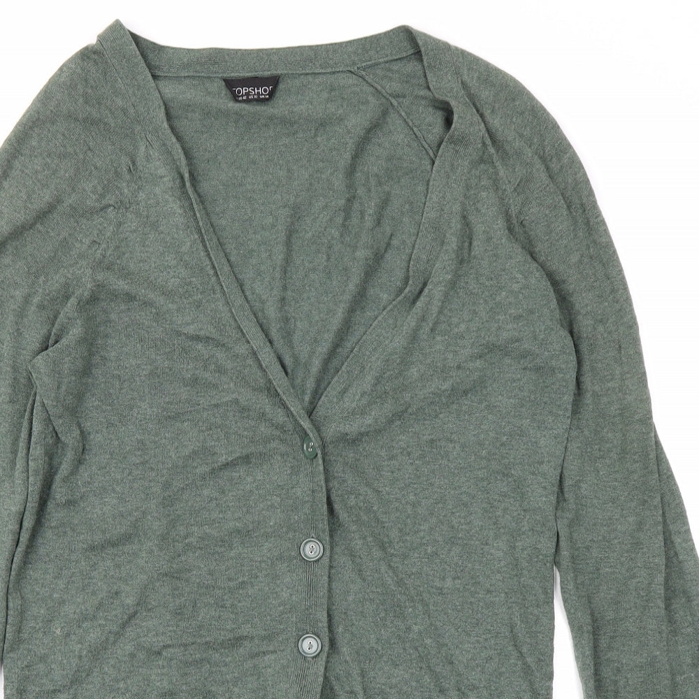 Topshop Womens Green  Knit Cardigan Jumper Size 14