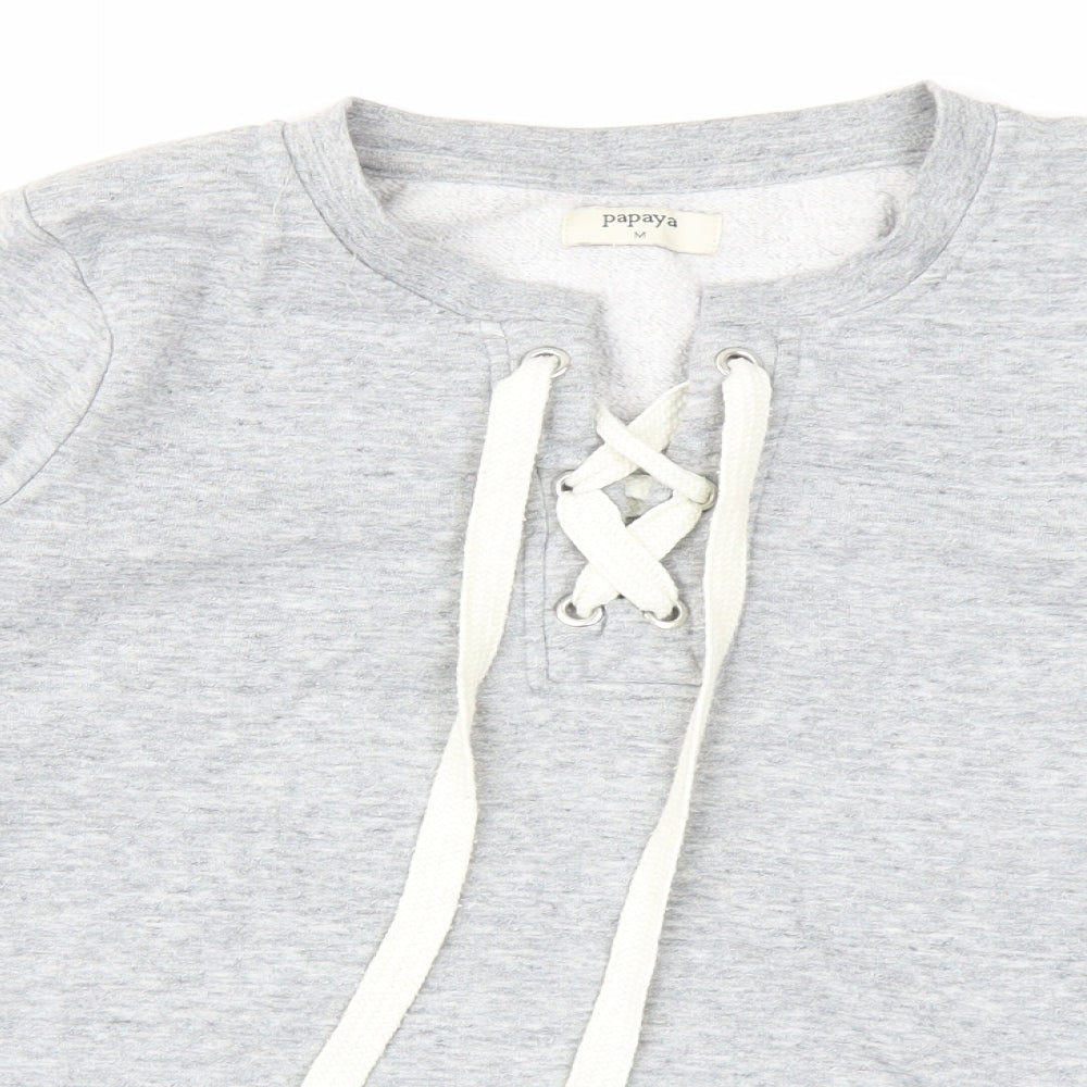 Papaya Womens Grey   Pullover Sweatshirt Size M