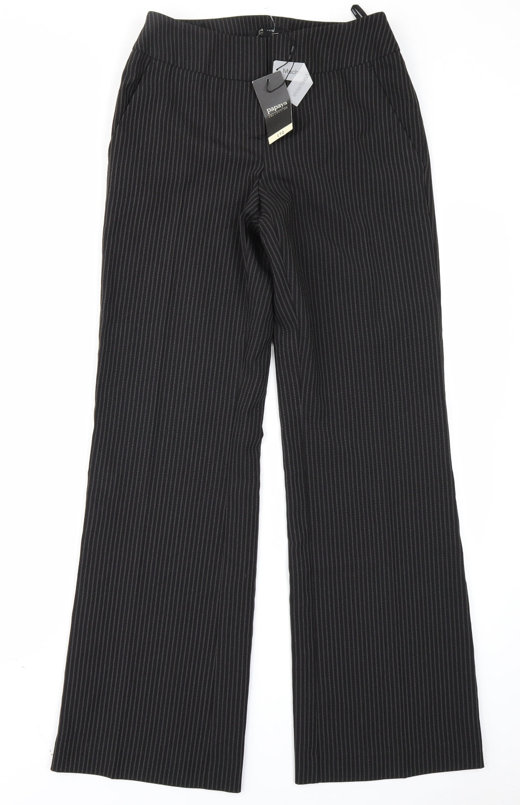 Papaya Womens Black Striped  Trousers  Size 8 L29 in
