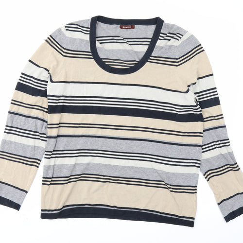 Savoir Womens Grey Striped  Pullover Jumper Size 16