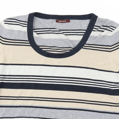 Savoir Womens Grey Striped  Pullover Jumper Size 16