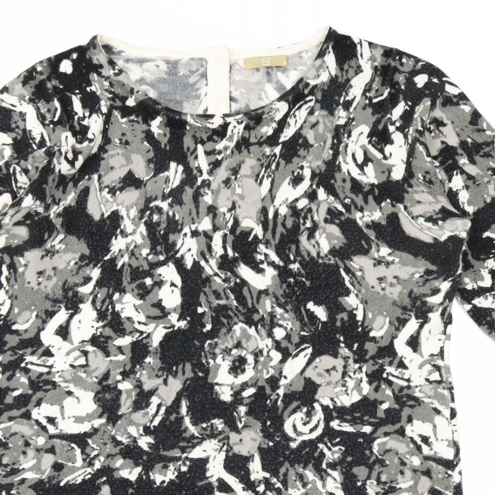 TU Womens Grey Floral Knit Jumper Dress  Size 18