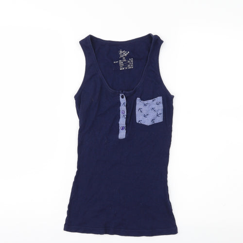 Love to Lounge  Womens Blue Solid Jersey Top Pyjama Top Size 6