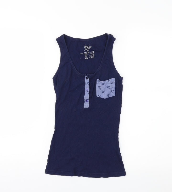 Love to Lounge  Womens Blue Solid Jersey Top Pyjama Top Size 6
