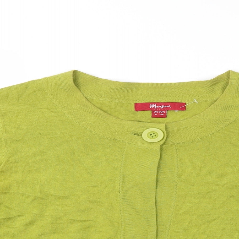 Monsoon Womens Green  Knit Cardigan Jumper Size 8