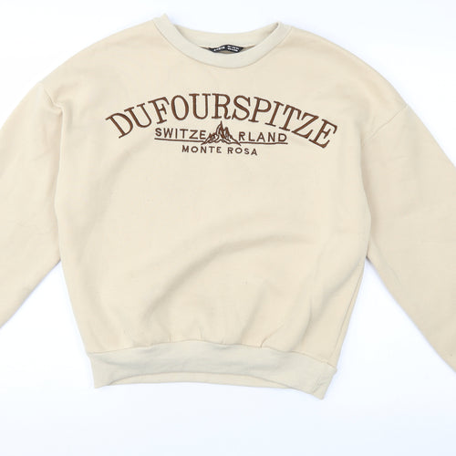 SheInn Womens Beige  Jersey Pullover Sweatshirt Size 8