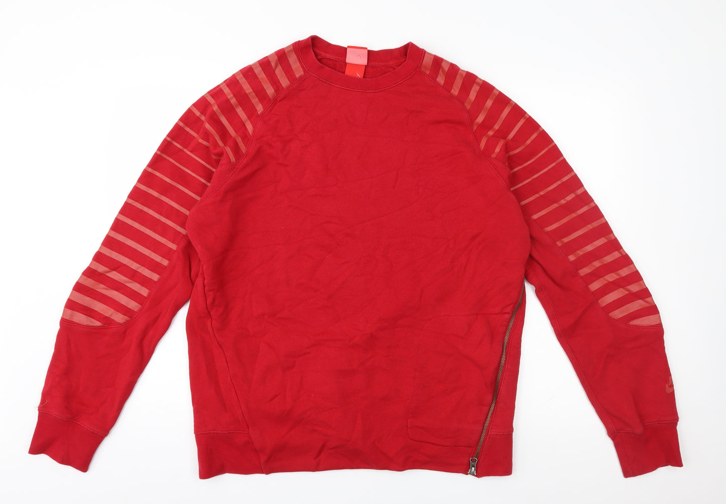 Nike Womens Red Striped Jersey Pullover Sweatshirt Size L