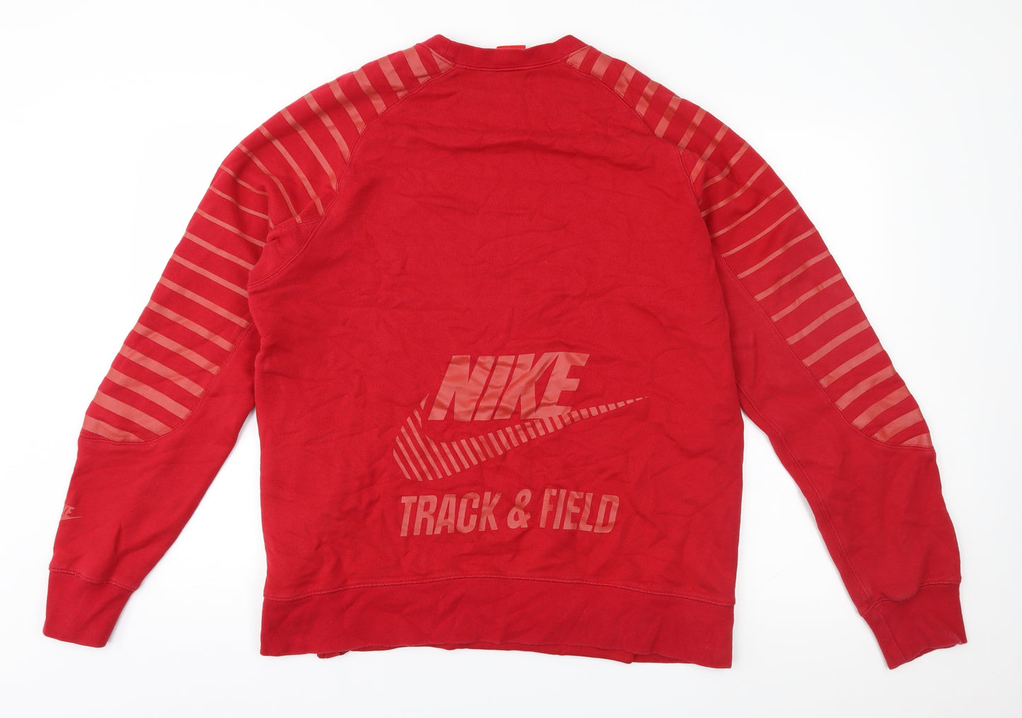 Nike Womens Red Striped Jersey Pullover Sweatshirt Size L