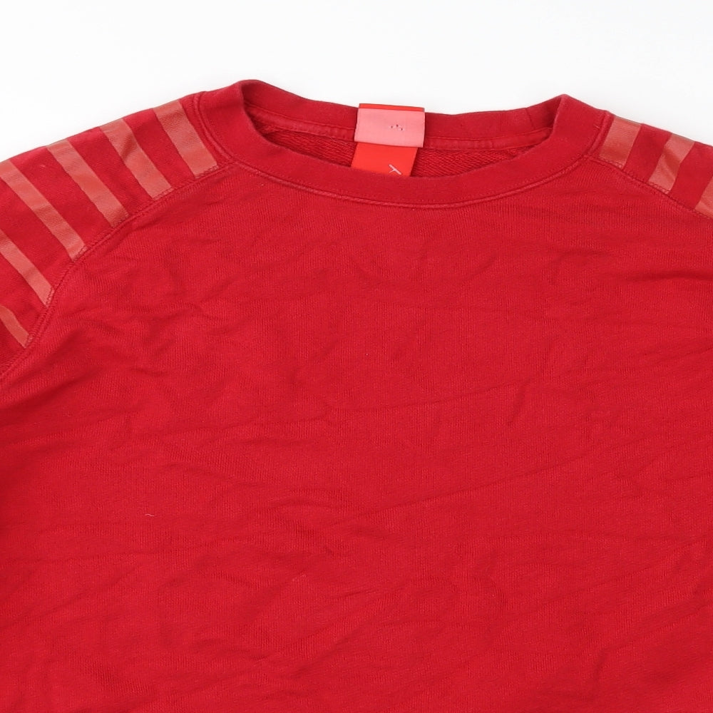 Nike Womens Red Striped Jersey Pullover Sweatshirt Size L