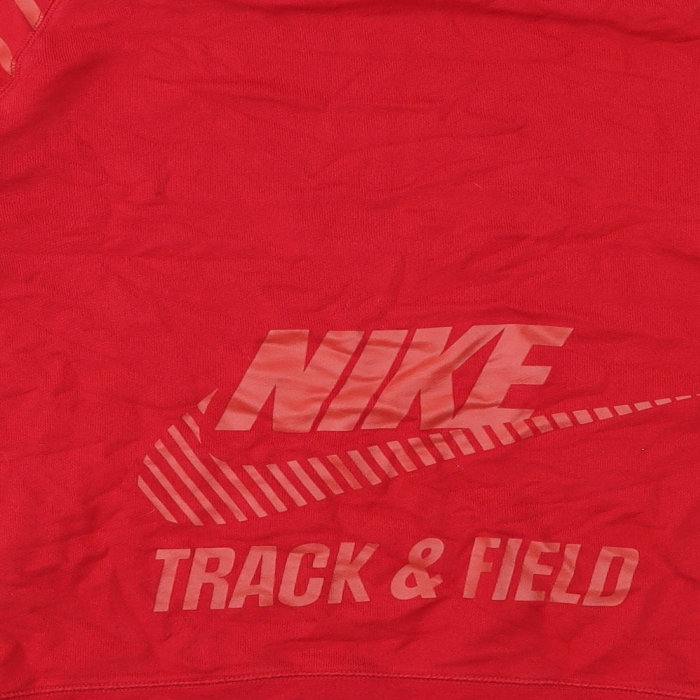 Nike Womens Red Striped Jersey Pullover Sweatshirt Size L