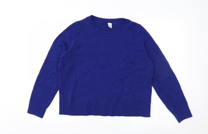 H&M Womens Blue  Knit Pullover Jumper Size 10
