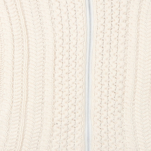 Warehouse Womens Ivory  Knit Full Zip Jumper Size L