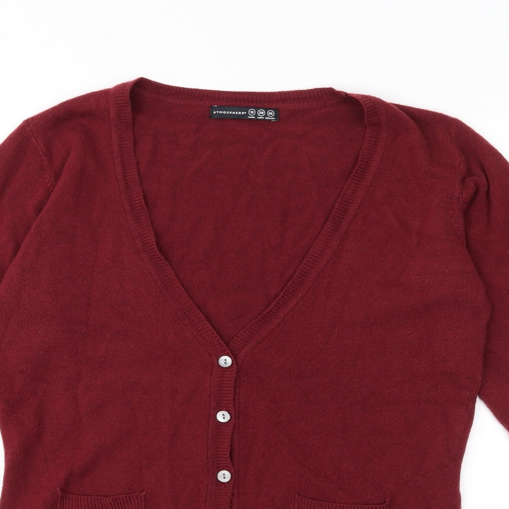 Atmosphere Womens Red  Knit Cardigan Jumper Size 10