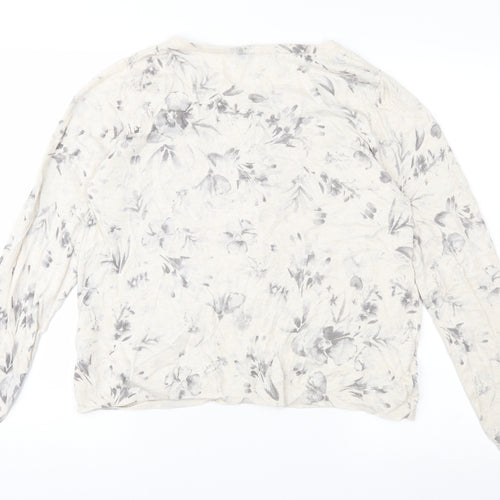 Moda Womens Ivory Floral Knit Cardigan Jumper Size 16