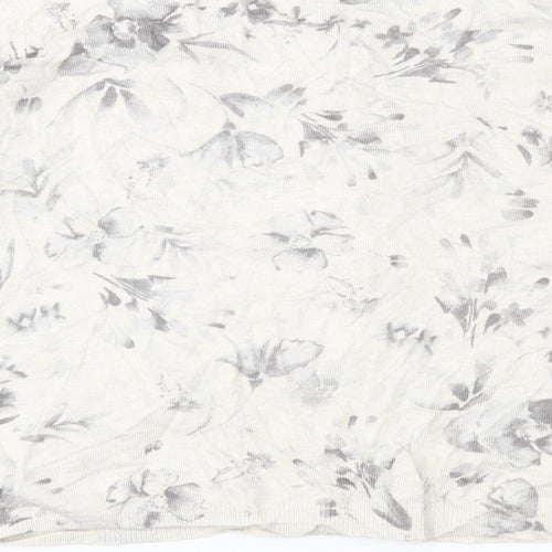 Moda Womens Ivory Floral Knit Cardigan Jumper Size 16