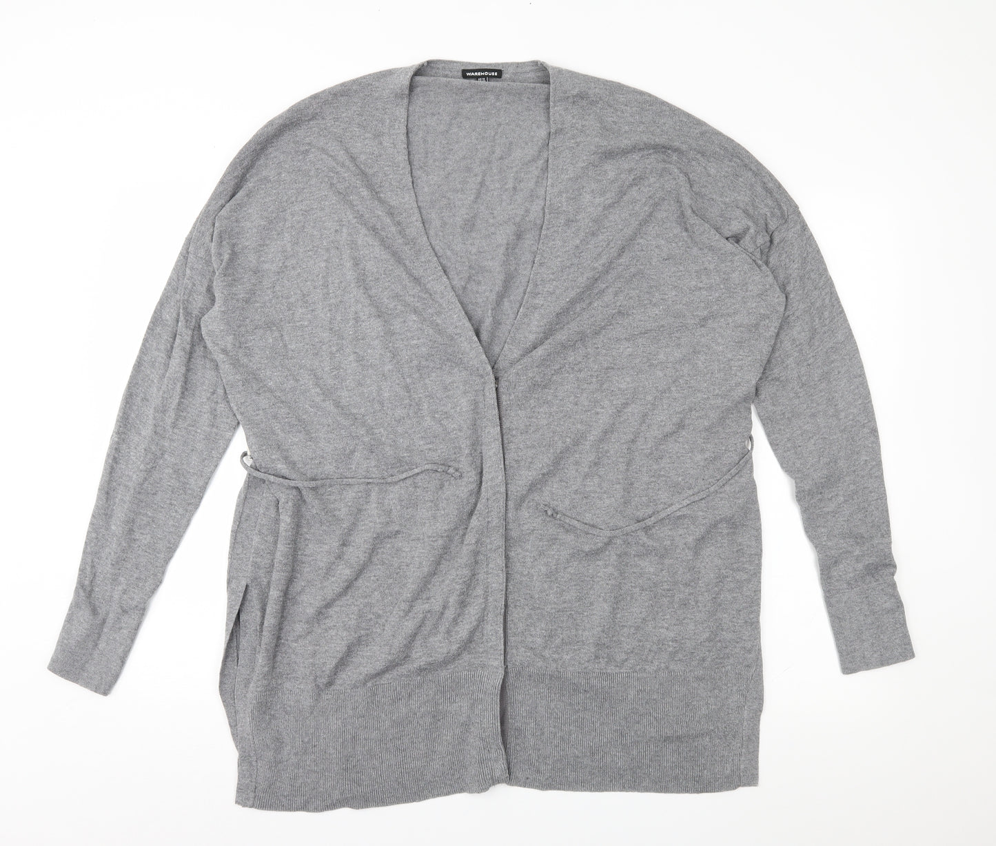 Warehouse Womens Grey  Knit Cardigan Jumper Size 16