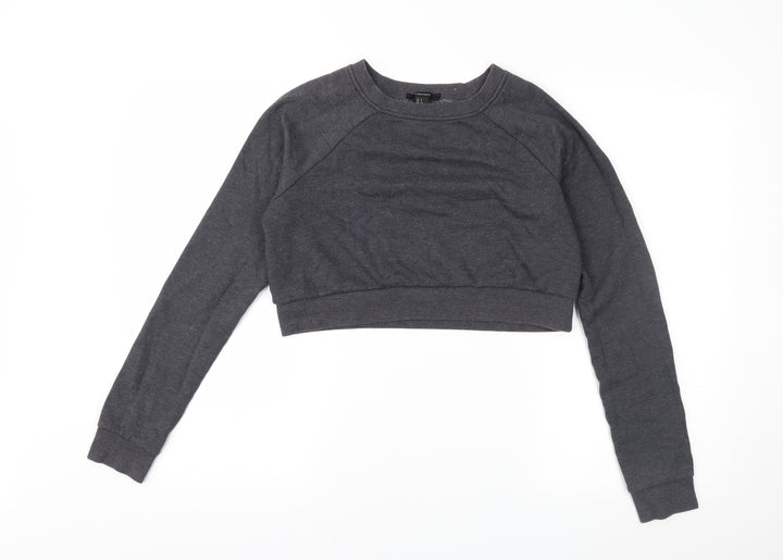 FOREVER 21 Womens Grey Jersey Pullover Sweatshirt Size 6 - Cropped