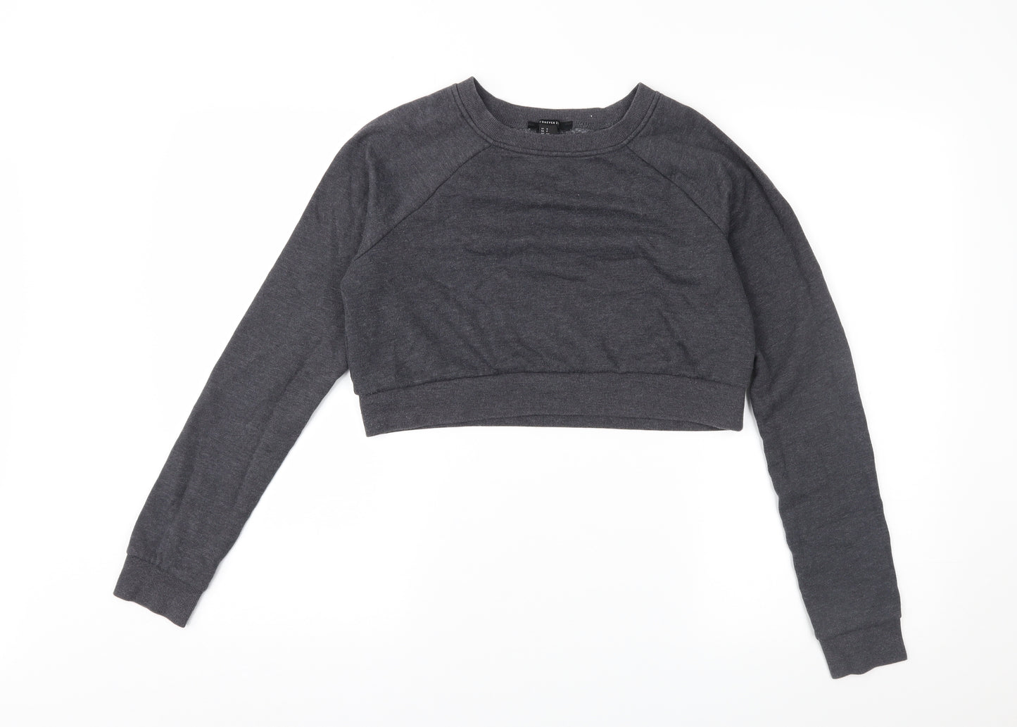FOREVER 21 Womens Grey  Jersey Pullover Sweatshirt Size 6  - Cropped