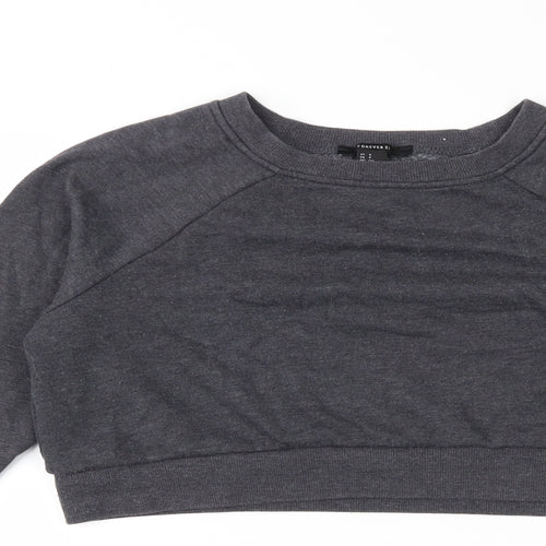 FOREVER 21 Womens Grey  Jersey Pullover Sweatshirt Size 6  - Cropped