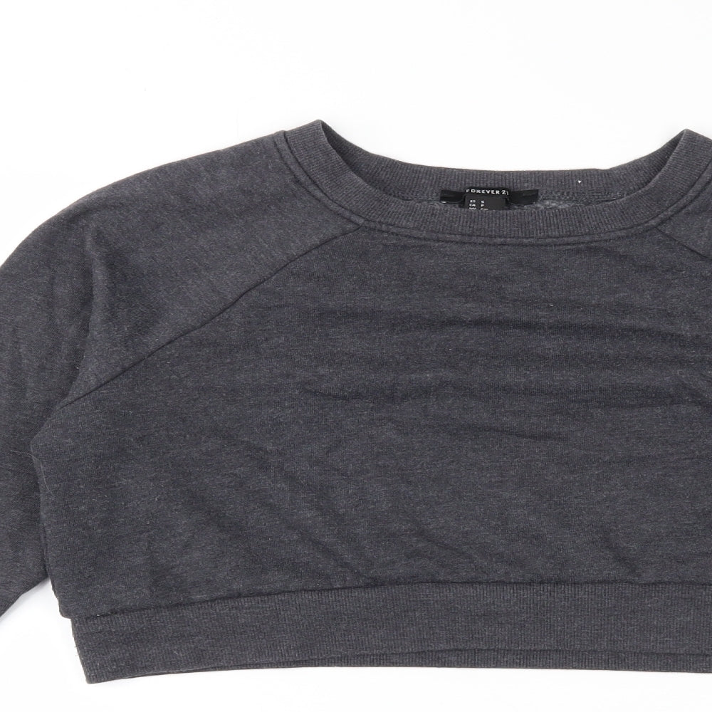 FOREVER 21 Womens Grey  Jersey Pullover Sweatshirt Size 6  - Cropped