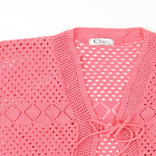 CHIC Womens Pink  Knit Cardigan Jumper Size XL