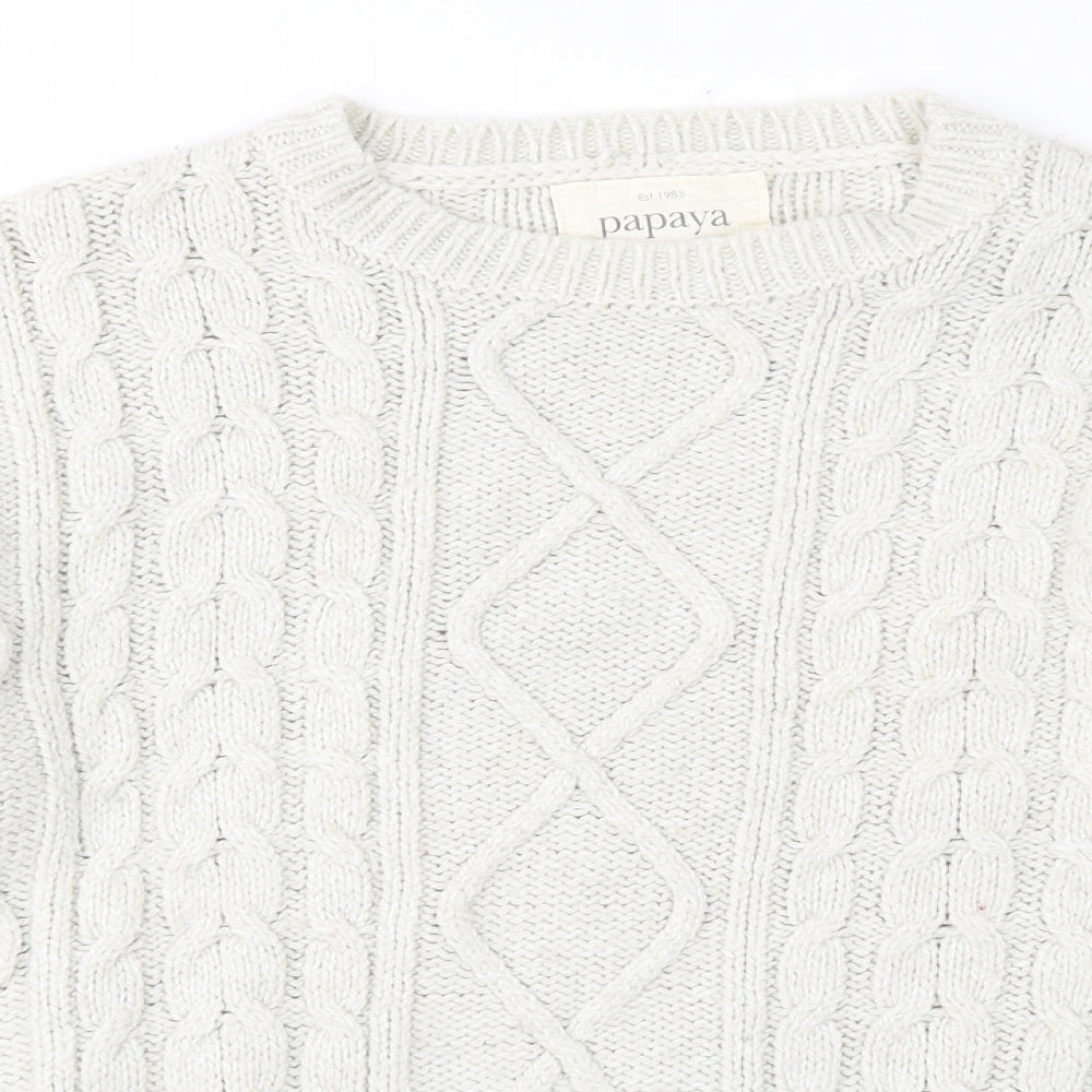 Papaya Womens Ivory  Knit Pullover Jumper Size S