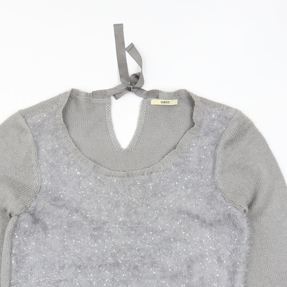 Oasis Womens Grey   Pullover Jumper Size L