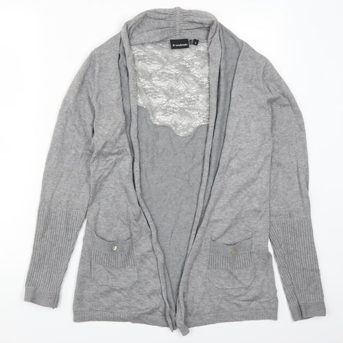 Soulmate Womens Grey  Lace Cardigan Jumper Size S
