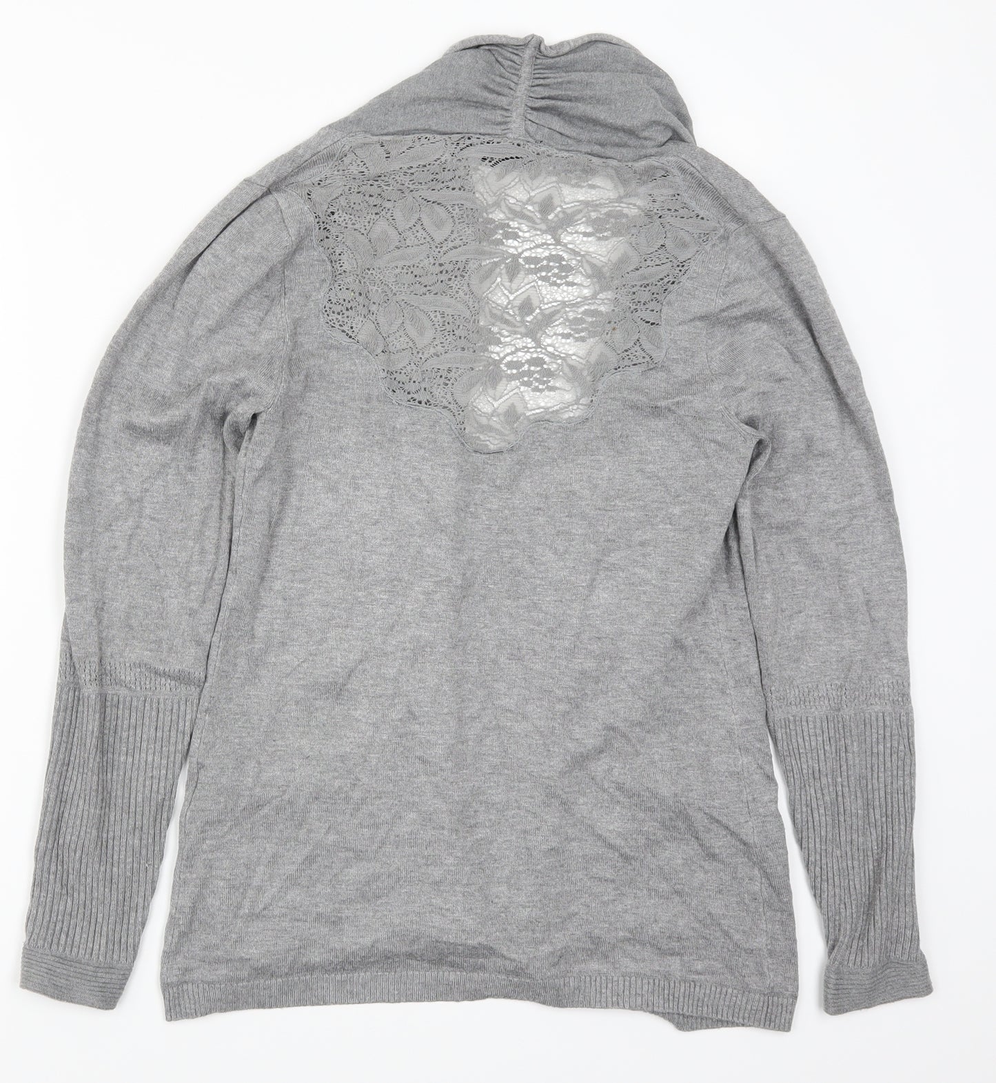 Soulmate Womens Grey  Lace Cardigan Jumper Size S