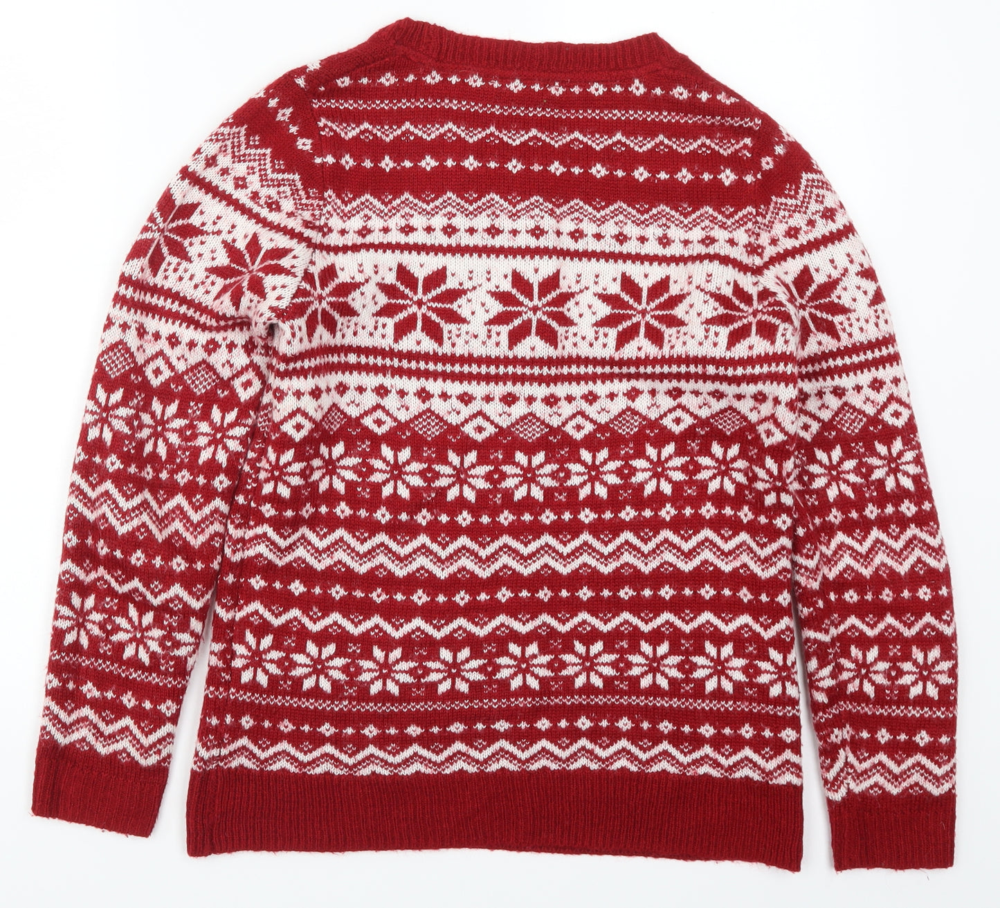 BHS Womens Red Geometric Knit Vest Jumper Size 8  - Christmas Prints