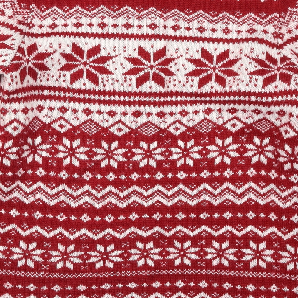 BHS Womens Red Geometric Knit Vest Jumper Size 8  - Christmas Prints