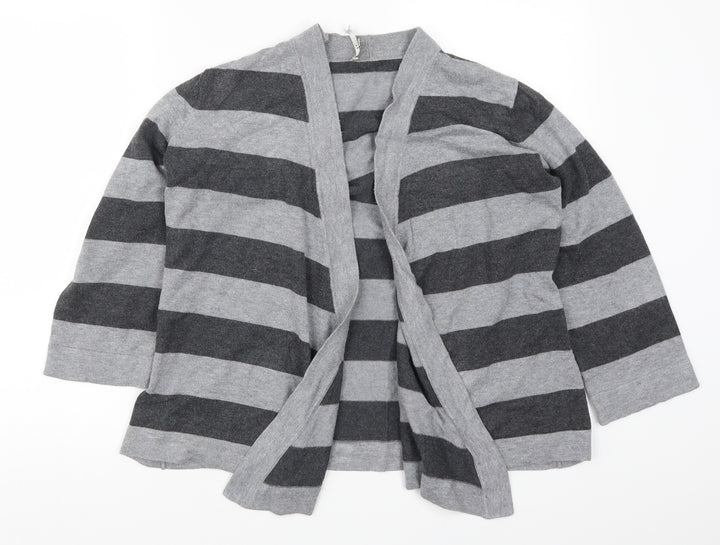 Country Casuals Womens Grey Striped Cardigan Jumper Size M
