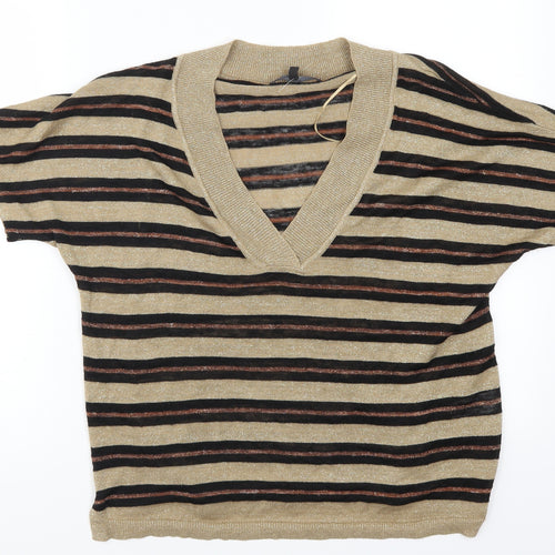 NEXT Womens Gold Striped  Pullover Jumper Size M