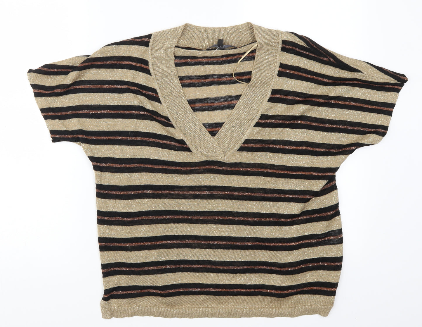 NEXT Womens Gold Striped  Pullover Jumper Size M
