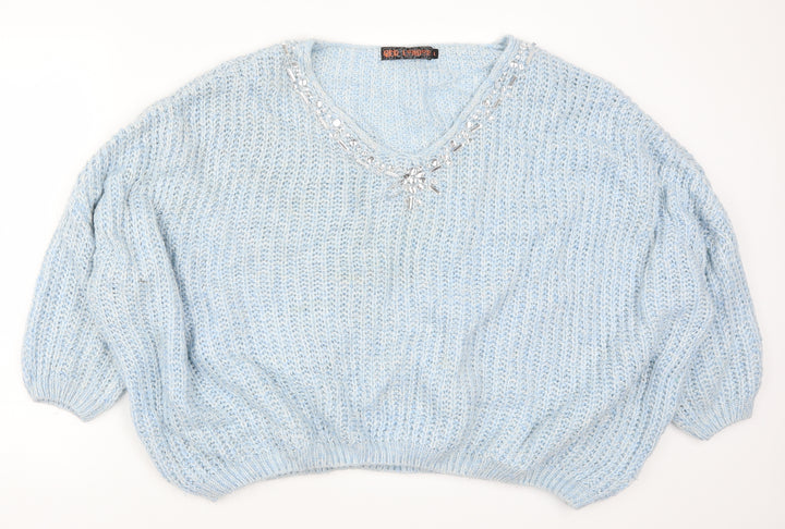 QED London Womens Blue Knit Pullover Jumper Size L