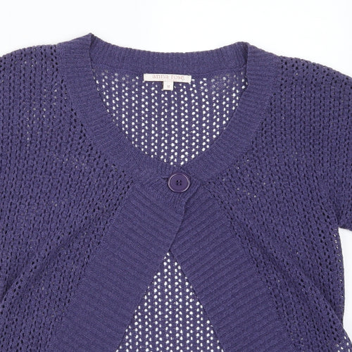 Anna Rose Womens Purple  Knit Cardigan Jumper Size M