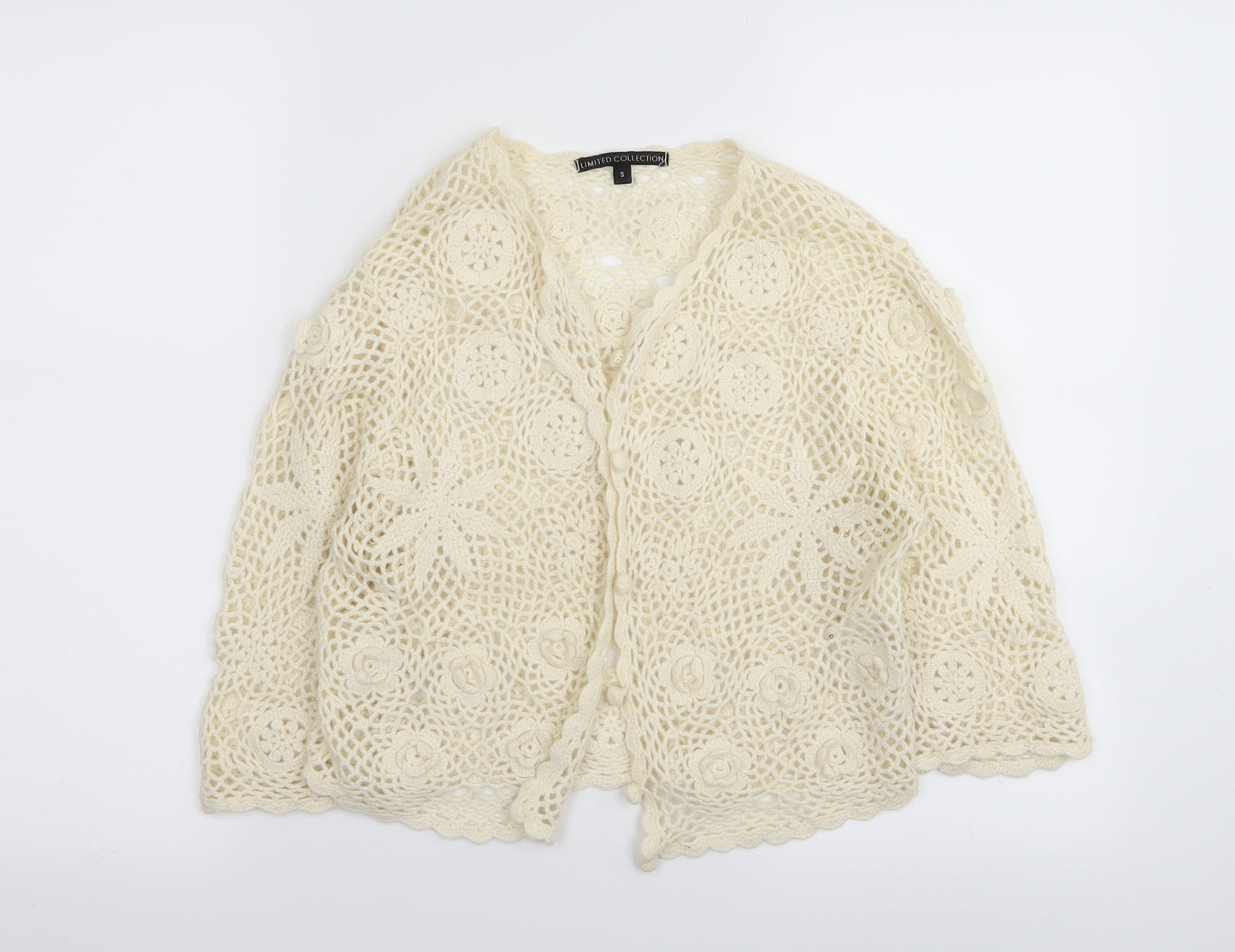 LIMITED COLLECTION Womens White Floral  Cardigan Jumper Size S  - CROP
