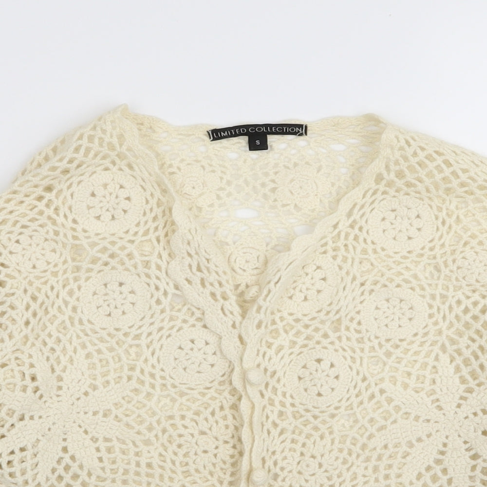 LIMITED COLLECTION Womens White Floral  Cardigan Jumper Size S  - CROP