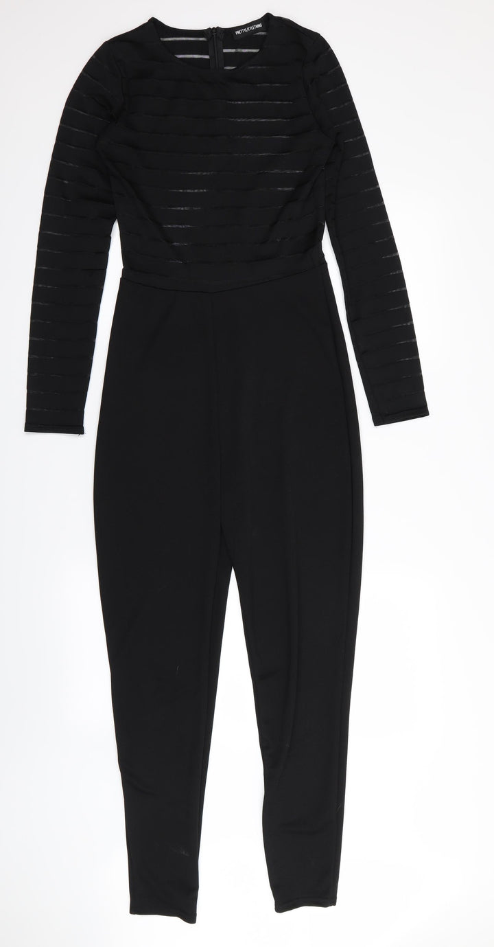 PLT Womens Black Striped Jumpsuit One-Piece Size 10