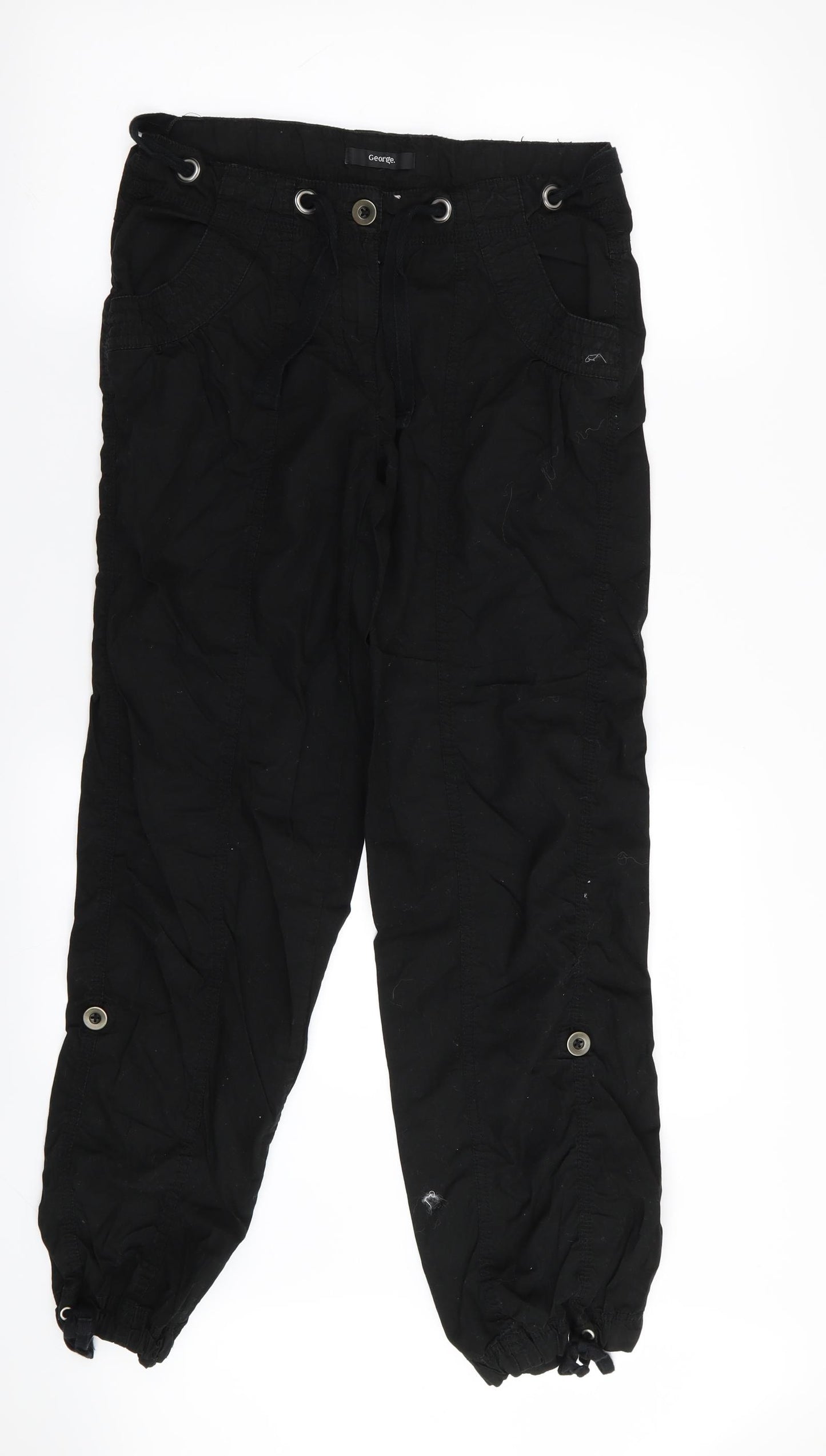 Asda George Womens Black   Cargo Trousers Size 10 L30 in