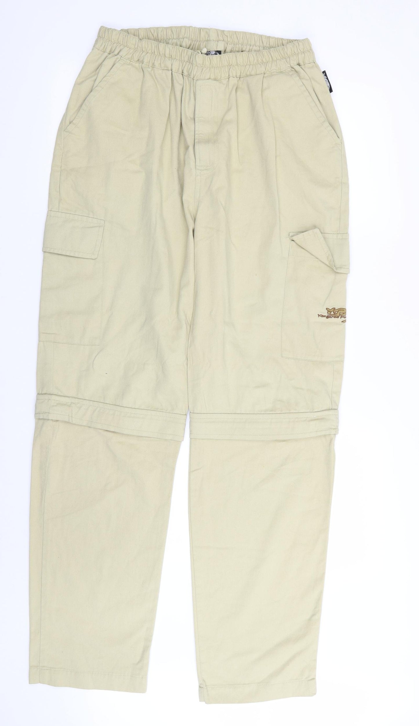Kangaroo Mens Beige   Cargo Trousers Size XL L32 in - Stretch waistband