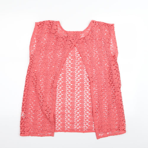 Papaya Womens Pink Floral  Basic T-Shirt Size 10