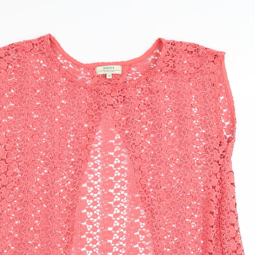 Papaya Womens Pink Floral  Basic T-Shirt Size 10