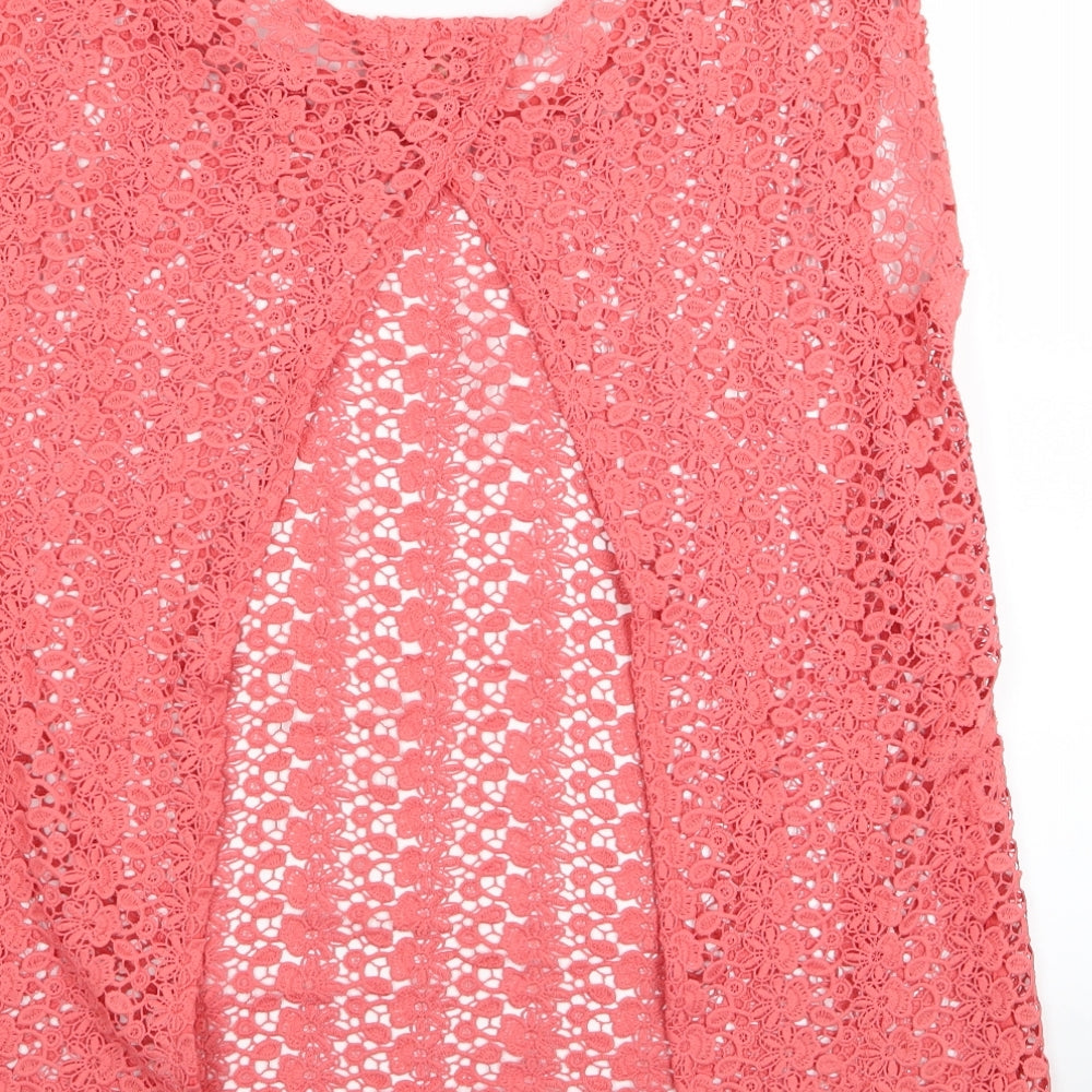 Papaya Womens Pink Floral  Basic T-Shirt Size 10
