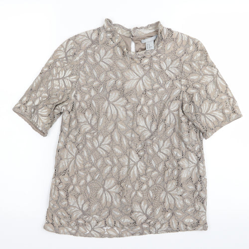 H&M Womens Brown Floral  Basic Blouse Size 4
