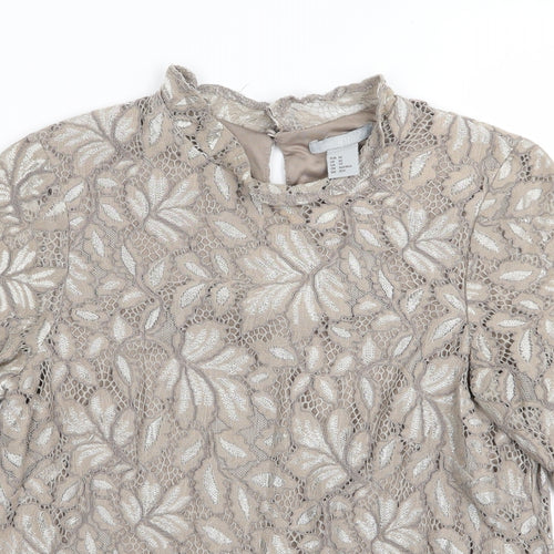 H&M Womens Brown Floral  Basic Blouse Size 4