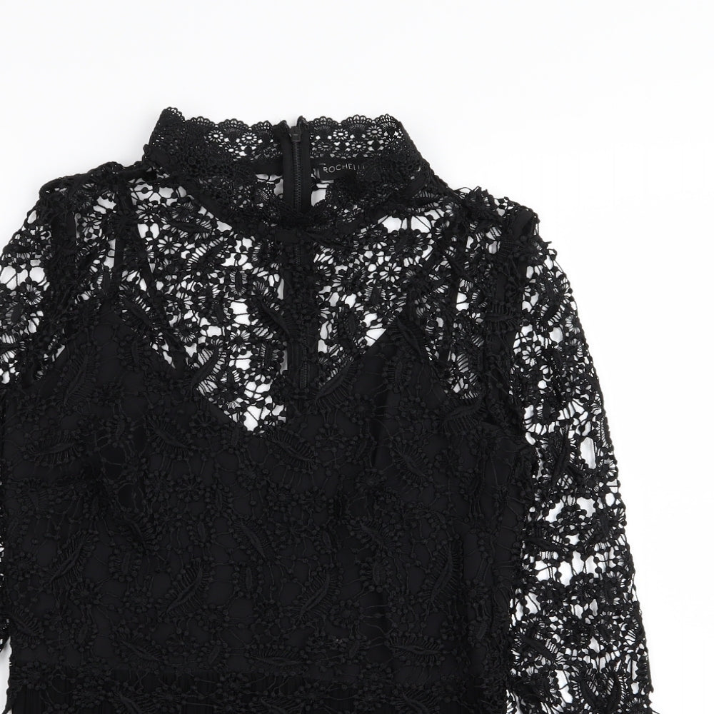 Rochelle Humes Womens Black Floral  A-Line  Size 8